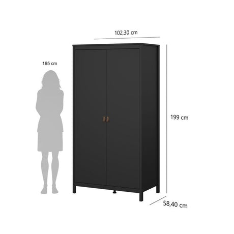 Audrey 100cm 2 Door Wardrobe-Black - FurniComp