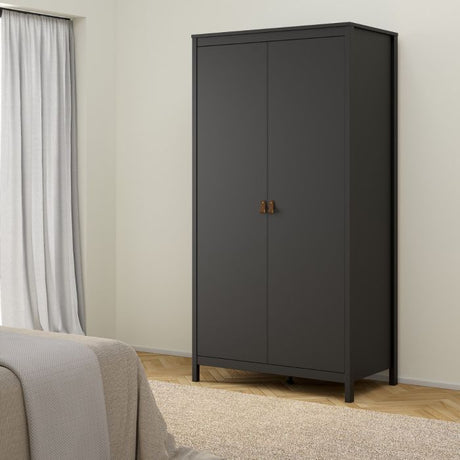 Audrey 100cm 2 Door Wardrobe-Black - FurniComp