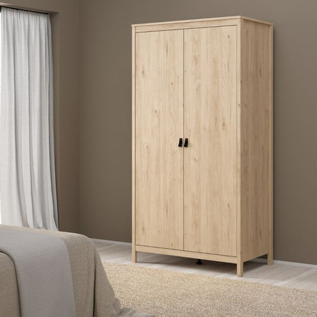 Audrey 100cm 2 Door Wardrobe-Jackson Hickory Oak - FurniComp