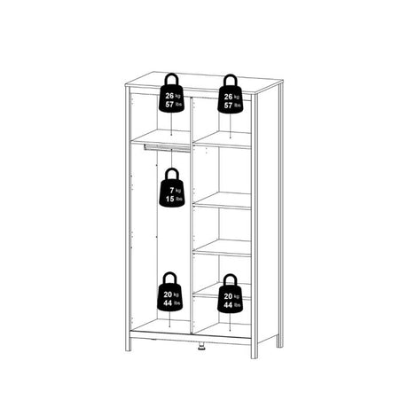 Audrey 100cm 2 Door Wardrobe-White - FurniComp