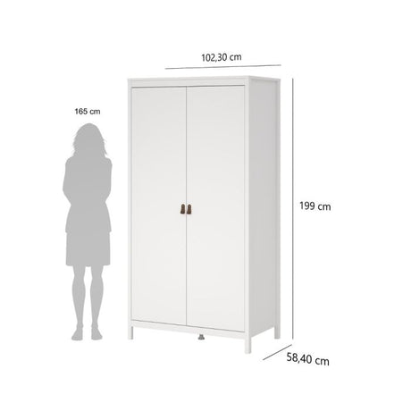 Audrey 100cm 2 Door Wardrobe-White - FurniComp