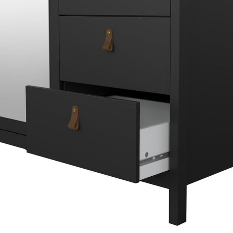 Audrey 150cm 3 Door 2 Drawer Mirrored Wardrobe-Black - FurniComp