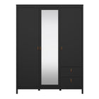 Audrey 150cm 3 Door 2 Drawer Mirrored Wardrobe-Black - FurniComp
