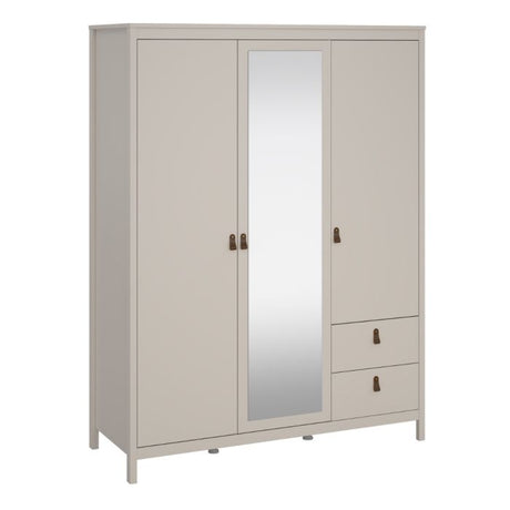 Audrey 150cm 3 Door 2 Drawer Mirrored Wardrobe-Cashmere - FurniComp