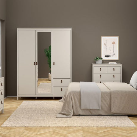 Audrey 150cm 3 Door 2 Drawer Mirrored Wardrobe-Cashmere - FurniComp