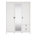 Audrey 150cm 3 Door 2 Drawer Mirrored Wardrobe-White - FurniComp