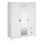 Audrey 150cm 3 Door 2 Drawer Mirrored Wardrobe-White - FurniComp