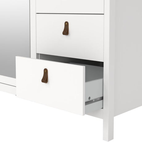 Audrey 150cm 3 Door 2 Drawer Mirrored Wardrobe-White - FurniComp