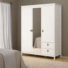Audrey 150cm 3 Door 2 Drawer Mirrored Wardrobe-White - FurniComp