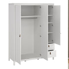 Audrey 150cm 3 Door 2 Drawer Mirrored Wardrobe-White - FurniComp