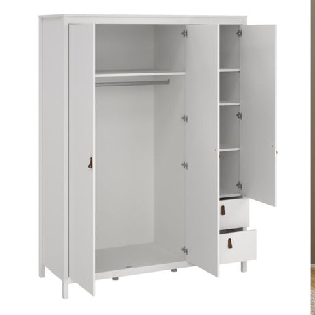 Audrey 150cm 3 Door 2 Drawer Mirrored Wardrobe-White - FurniComp