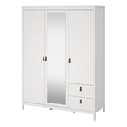 Audrey 150cm 3 Door 2 Drawer Mirrored Wardrobe-White - FurniComp