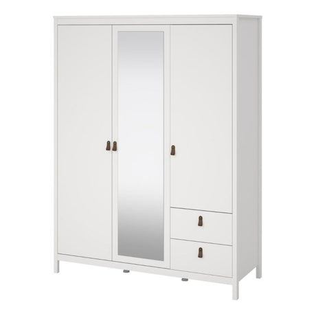 Audrey 150cm 3 Door 2 Drawer Mirrored Wardrobe-White - FurniComp