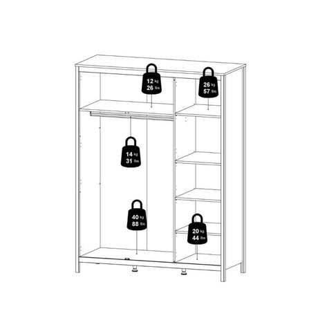 Audrey 150cm 3 Door Wardrobe-Black - FurniComp
