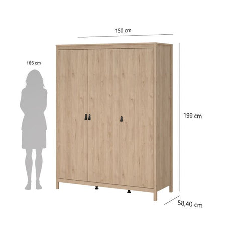 Audrey 150cm 3 Door Wardrobe-Jackson Hickory Oak - FurniComp