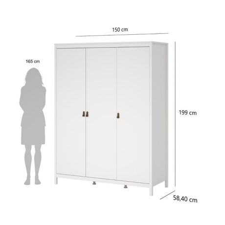 Audrey 150cm 3 Door Wardrobe-White - FurniComp