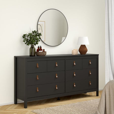 Audrey 160cm Wide 8 Drawer Chest of Drawer-Black - FurniComp