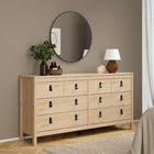 Audrey 160cm Wide 8 Drawer Chest of Drawer-Jackson Hickory Oak - FurniComp