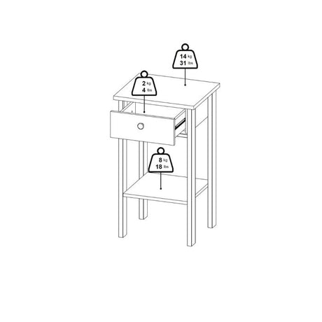 Audrey 1 Drawer Bedside Table-Black - FurniComp