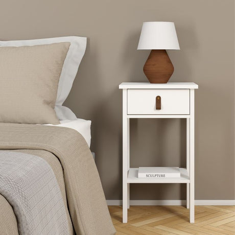 Audrey 1 Drawer Bedside Table-White - FurniComp