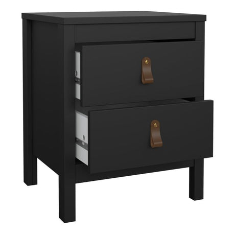 Audrey 2 Drawer Bedside Table-Black - FurniComp