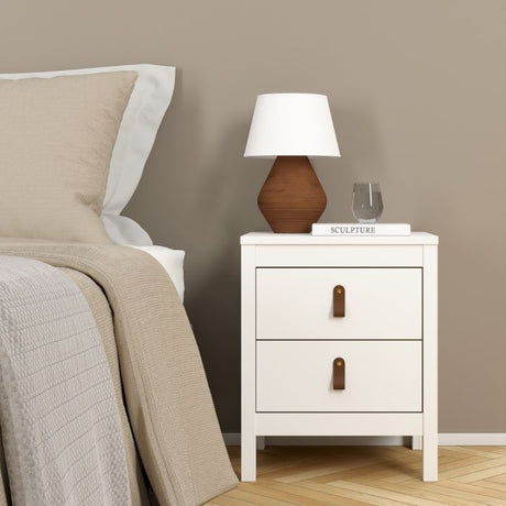 Audrey 2 Drawer Bedside Table-White - FurniComp