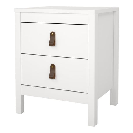 Audrey 2 Drawer Bedside Table-White - FurniComp