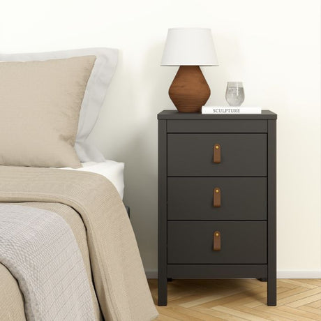 Audrey 3 Drawer Bedside Table-Black - FurniComp