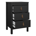 Audrey 3 Drawer Bedside Table-Black - FurniComp