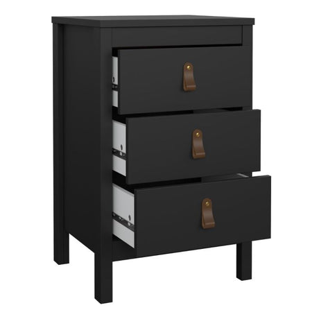Audrey 3 Drawer Bedside Table-Black - FurniComp