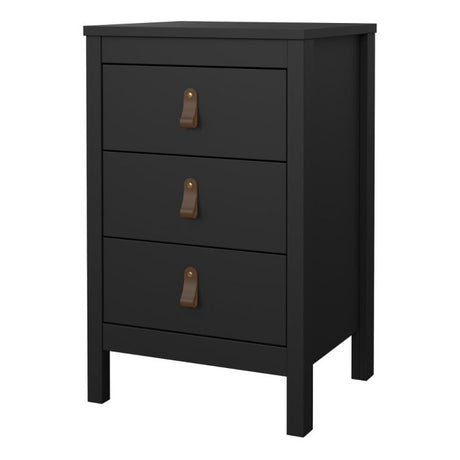Audrey 3 Drawer Bedside Table-Black - FurniComp