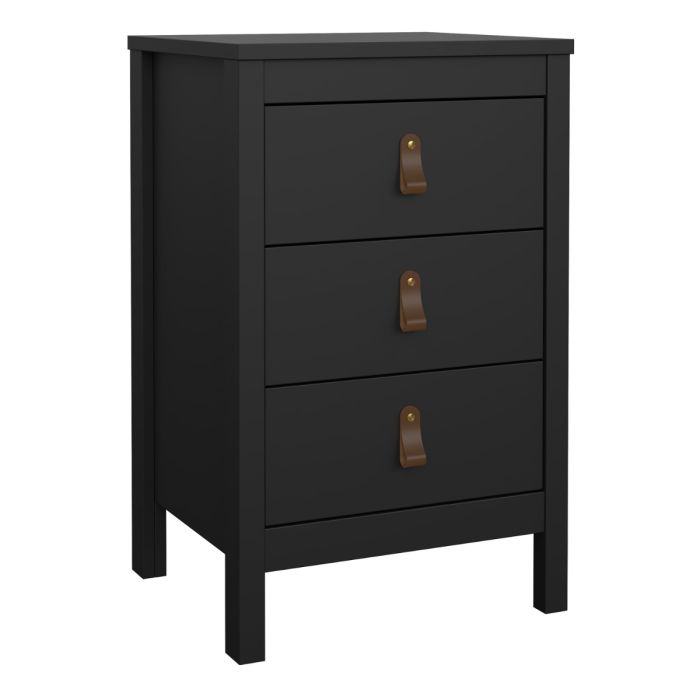 Audrey 3 Drawer Bedside Table-Black - FurniComp