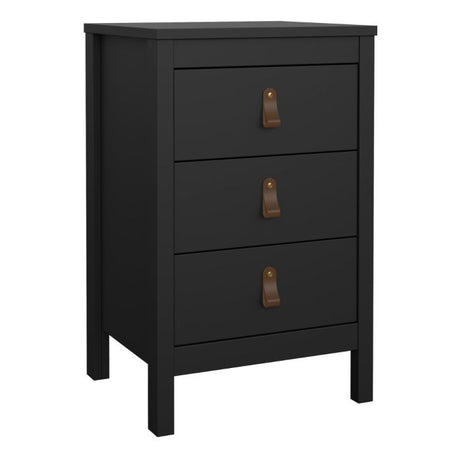 Audrey 3 Drawer Bedside Table-Black - FurniComp