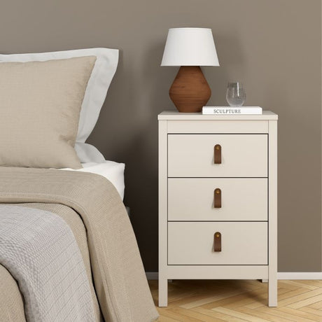 Audrey 3 Drawer Bedside Table-Cashmere - FurniComp