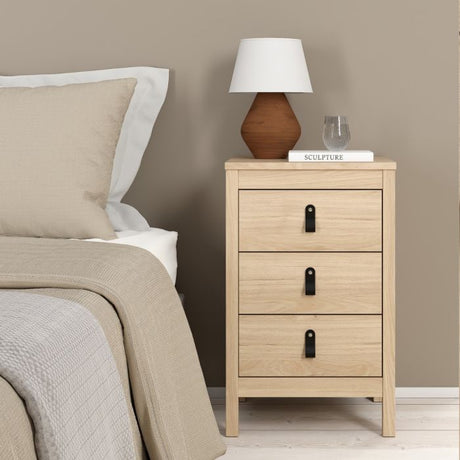 Audrey 3 Drawer Bedside Table-Jackson Hickory Oak - FurniComp