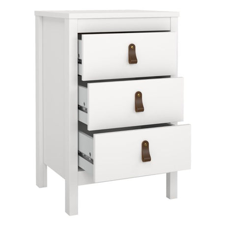 Audrey 3 Drawer Bedside Table-White - FurniComp