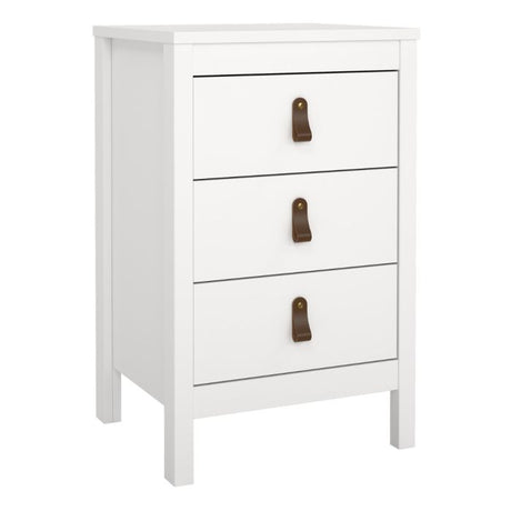 Audrey 3 Drawer Bedside Table-White - FurniComp