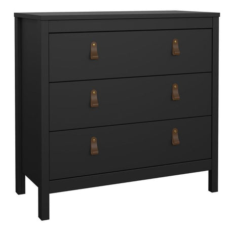 Audrey 80cm 3 Drawer Chest of Drawers - Black - FurniComp