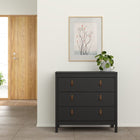 Audrey 80cm 3 Drawer Chest of Drawers - Black - FurniComp