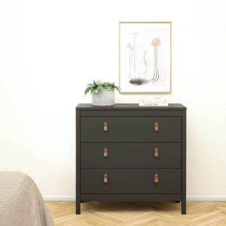 Audrey 80cm 3 Drawer Chest of Drawers - Black - FurniComp