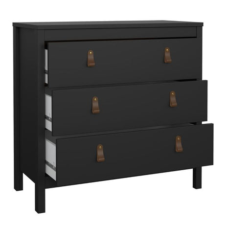 Audrey 80cm 3 Drawer Chest of Drawers - Black - FurniComp