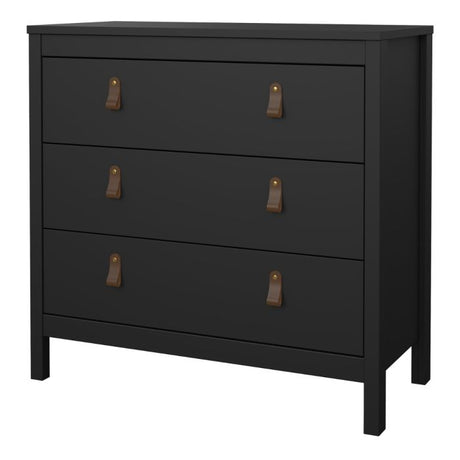 Audrey 80cm 3 Drawer Chest of Drawers - Black - FurniComp