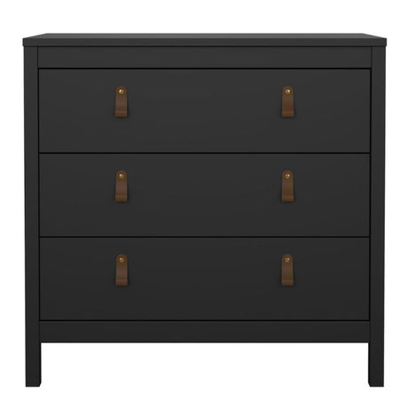 Audrey 80cm 3 Drawer Chest of Drawers - Black - FurniComp