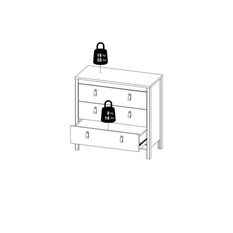 Audrey 80cm 3 Drawer Chest of Drawers - Jackson Hickory Oak - FurniComp