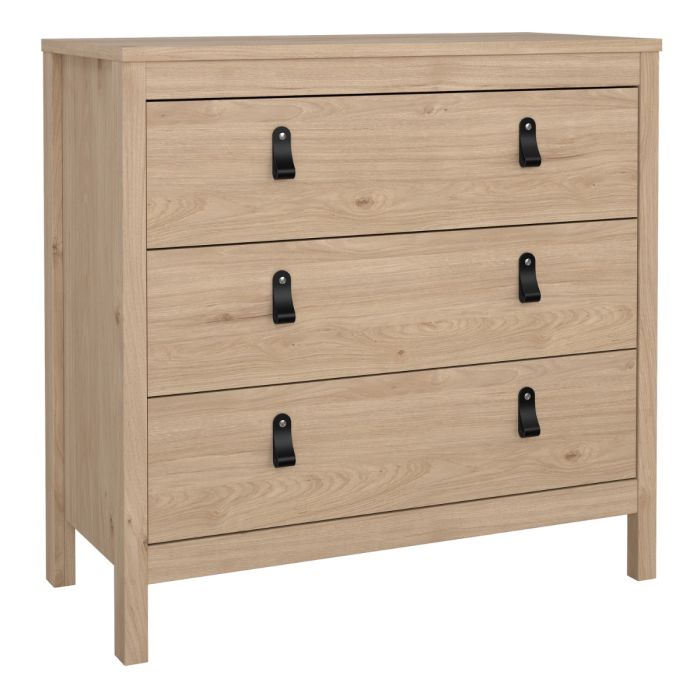 Audrey 80cm 3 Drawer Chest of Drawers - Jackson Hickory Oak - FurniComp
