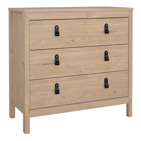 Audrey 80cm 3 Drawer Chest of Drawers - Jackson Hickory Oak - FurniComp