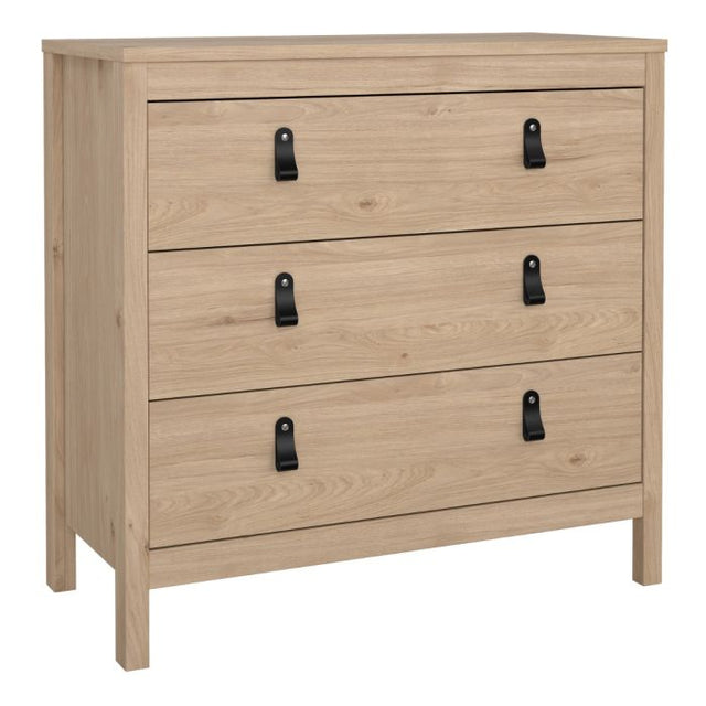Audrey 80cm 3 Drawer Chest of Drawers - Jackson Hickory Oak - FurniComp