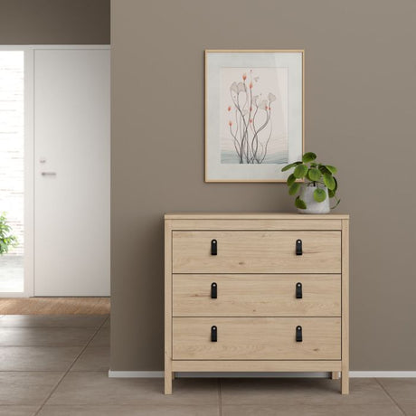 Audrey 80cm 3 Drawer Chest of Drawers - Jackson Hickory Oak - FurniComp