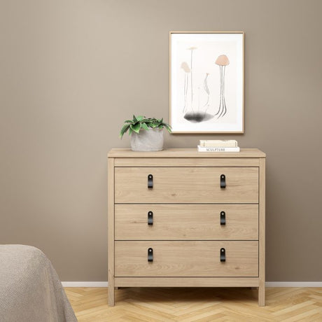 Audrey 80cm 3 Drawer Chest of Drawers - Jackson Hickory Oak - FurniComp