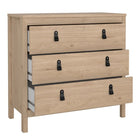 Audrey 80cm 3 Drawer Chest of Drawers - Jackson Hickory Oak - FurniComp